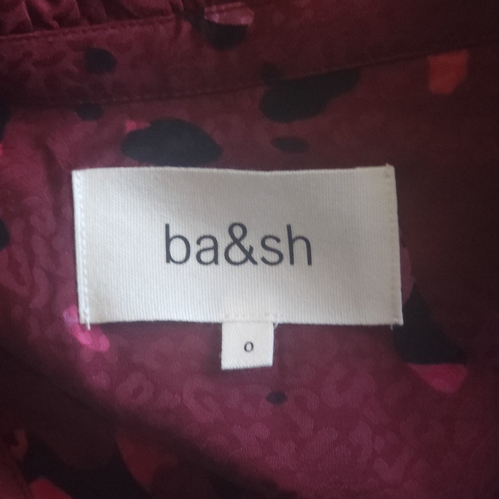 ba&sh Tonka Blouse Bordeaux Abstract Jacquard Red Size X Small NWT $264 - Picture 5 of 7